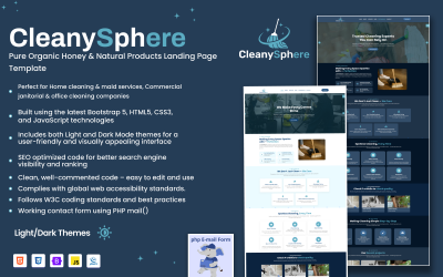 Modèle de page d&amp;#39;accueil Cleanysphere – Services de nettoyage et d&amp;#39;entretien