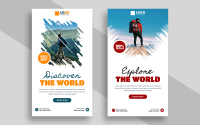 Modèle de story pour les réseaux sociaux d&amp;#39;une agence de voyages, version 1