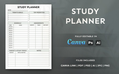Study Planner – Education Organizer Template, Modern Printable and Editable in Canva