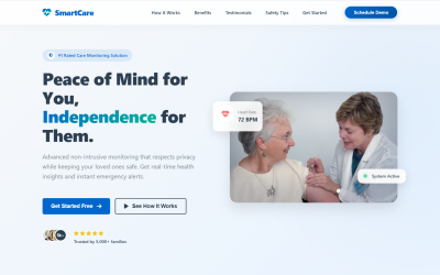 SmartCare Home - HTML CSS JS 响应式落地页模板