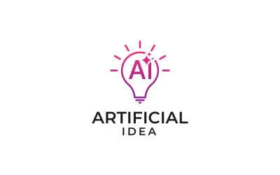 Ai ideas generate logo. Artificial intelligence with Light Bulb Design template