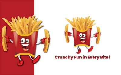 Crunchy Fun 吉祥物标志 – Happy Fries 角色品牌设计