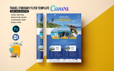 Printable Travel Itinerary Flyer Template