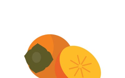 Illustrazione vettoriale piatta del frutto del cachi vibrante