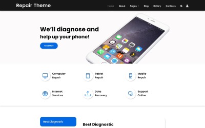 Modello Joomla Responsive #55271 "Repair Theme - Computer Repair Multipage Clean"