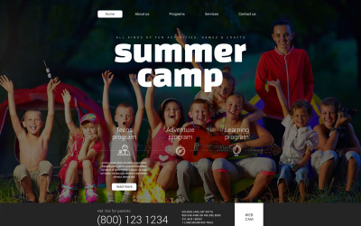 Modelo de site de acampamento de verão