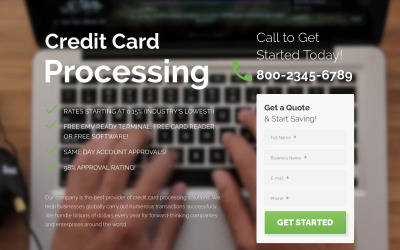 Przetwarzanie kart kredytowych - Szablon strony docelowej HTML reklam usług handlowych