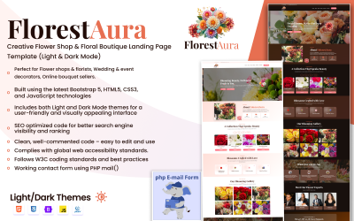 FlorestAura – Kreatív virágbolt és virágbolt landing page sablon