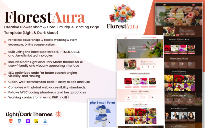 FlorestAura – Yaratıcı Çiçekçi ve Çiçek Butiği Açılış Sayfası Şablonu