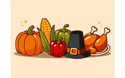 A Group of Vegetables with Hats