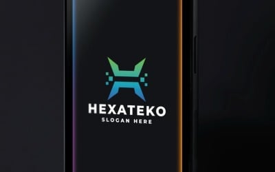 Цифровой пиксельный логотип буквы H