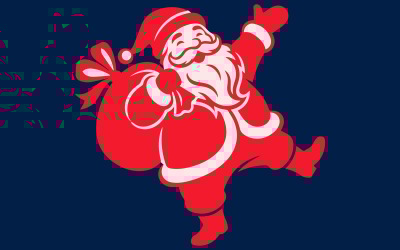 Babbo Natale danzante vettore Icona di foglie di agrifoglio di Natale