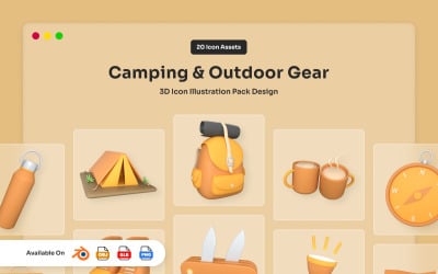 Stylized Nature Journey 3D Icon Set