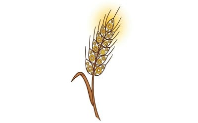 Wheat stalk filled with golden gears, steampunk style, vector logo