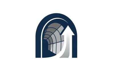 Abstract tunnel with geometric patterns, logo design, flat vector, isolated on white background