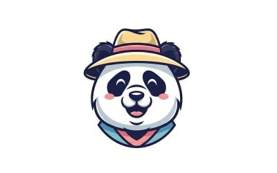 Panda wearing hat and scarf, smiling, isolated on white background
