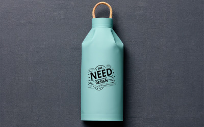 Minimal Aqua Blue Rope Handle Bottle Mockup on Dark Fabric Background