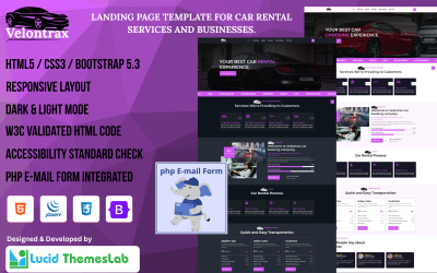 Velontrax – Car Rental and Taxi Booking Landing Page