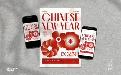 Beige Red Chinese New Year Flyer