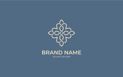 Botanical flower logo design with floral line art Template