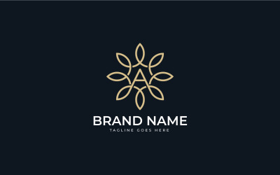 Letter A with leaf Flower floral logo design Template