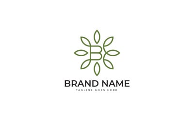 Letter B with leaf Flower floral logo design Template