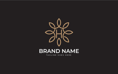 Letter H with leaf Flower floral logo design Template