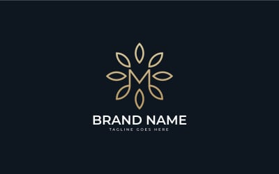 Letter M with leaf Flower floral logo design Template