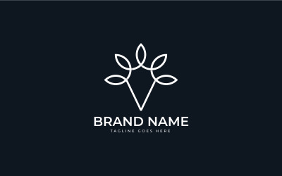 Letter V with leaf Flower floral logo design Template