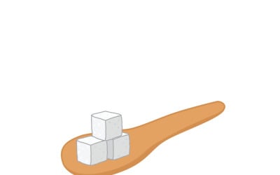 Cuillère en bois avec morceaux de sucre (vecteur)