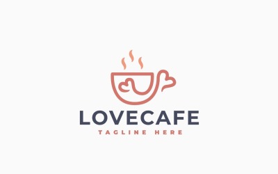 Love Cafe Logo Template Design