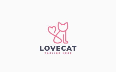Love Cat Logo Template Design