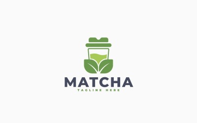 Matcha Drink Logo Template Design