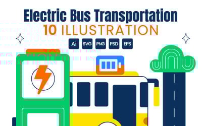 10 Electric Bus Transportation Illustration