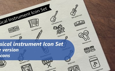 Zestaw ikon linii instrumentów muzycznych