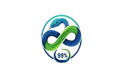 Vibrant blue green snake forming infinity symbol, circuit board, isolated on white background