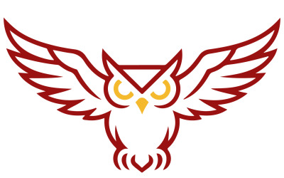 A minimalist logo featuring a stylized owl