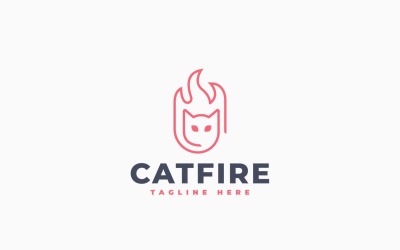 Cat Fire Logo Template Design