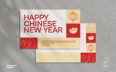 Red Geometric Chinese New Year Greeting Card