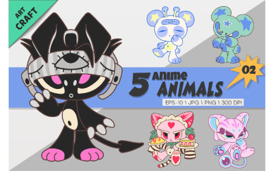 Anime character set 02. Tshirt, PNG.