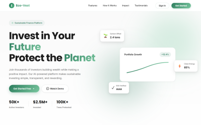 EcoVest - HTML CSS JS Responsiv landningssidesmall