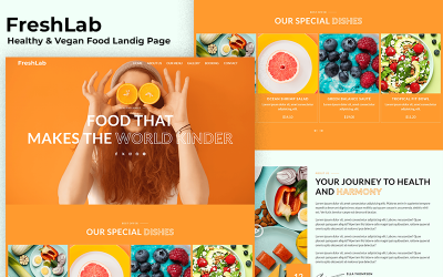 Freshlab - Modelo de Página Inicial para Alimentos Saudáveis e Veganos