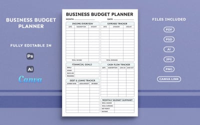 Business Budget Planner – Corporate Financial Tracker, Minimal Printable A4 Planner Template