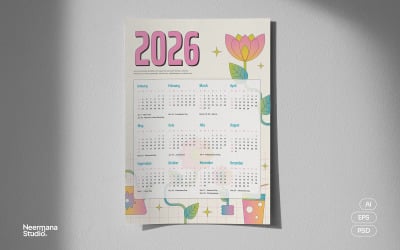 2026 Flower Wall Calendar