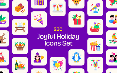 Современный набор иконок для радостных праздников