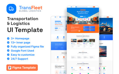 TransFleet – Szablon interfejsu użytkownika Figma dla transportu i logistyki