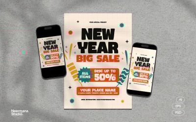 Retro New Year Sale Flyer