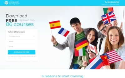Modèle de page de destination réactive pour les écoles de langues