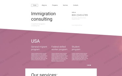 Modelo de site de consultoria de imigração