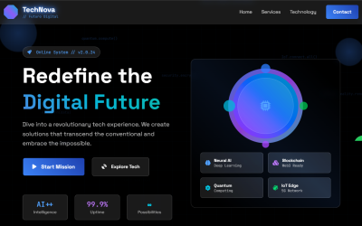 TechNova - Futurisztikus Cyberpunk HTML sablon tech startupoknak